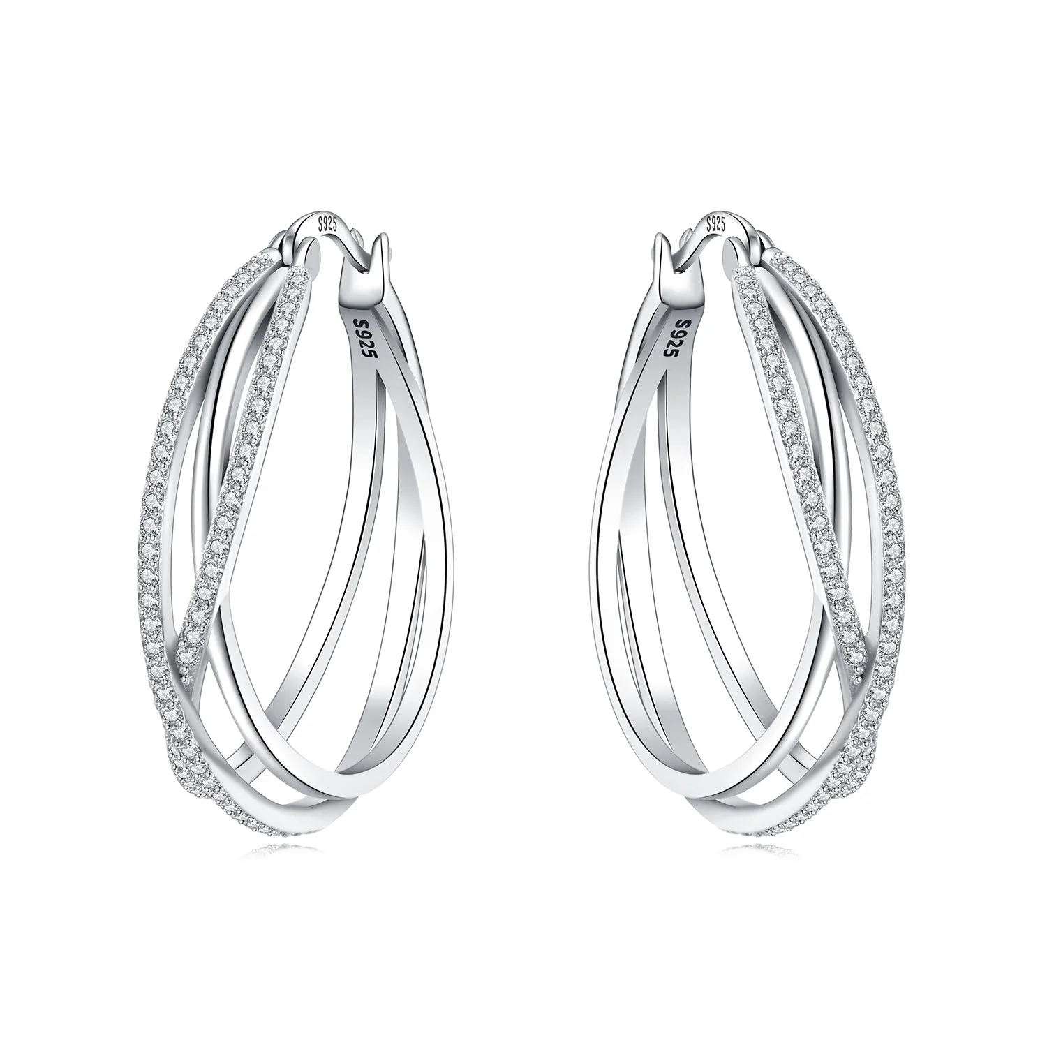 

925 Sterling Silver Curve Weaving Large Circle Series Earring Jewelry Versatile Hoop Earrings For Women Jewelry Fine Gifts