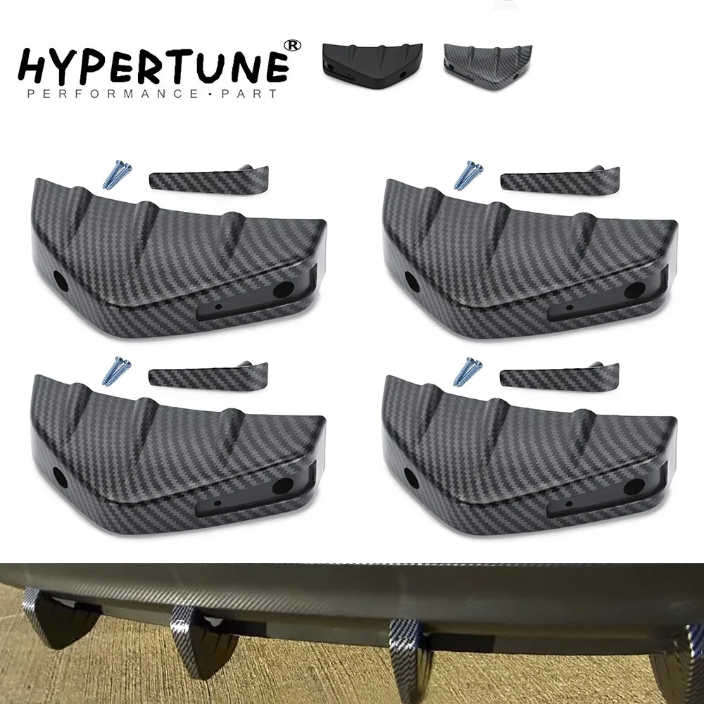 1/4 Pcs Universal Car Carbon Fiber Pattern/Black Modified Shark Fin Rear Spoiler Car Rear Bumper Lip Diffuser Car Accessories