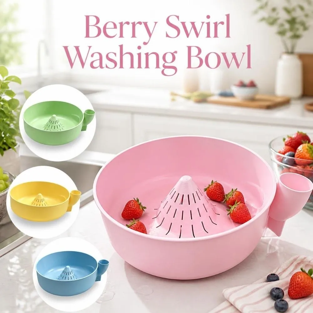 Rotating Berry Swirl Washing Bowl Quick Drain Self Rinsing Berry Rinse Basin Large Capacity Easy Clean
