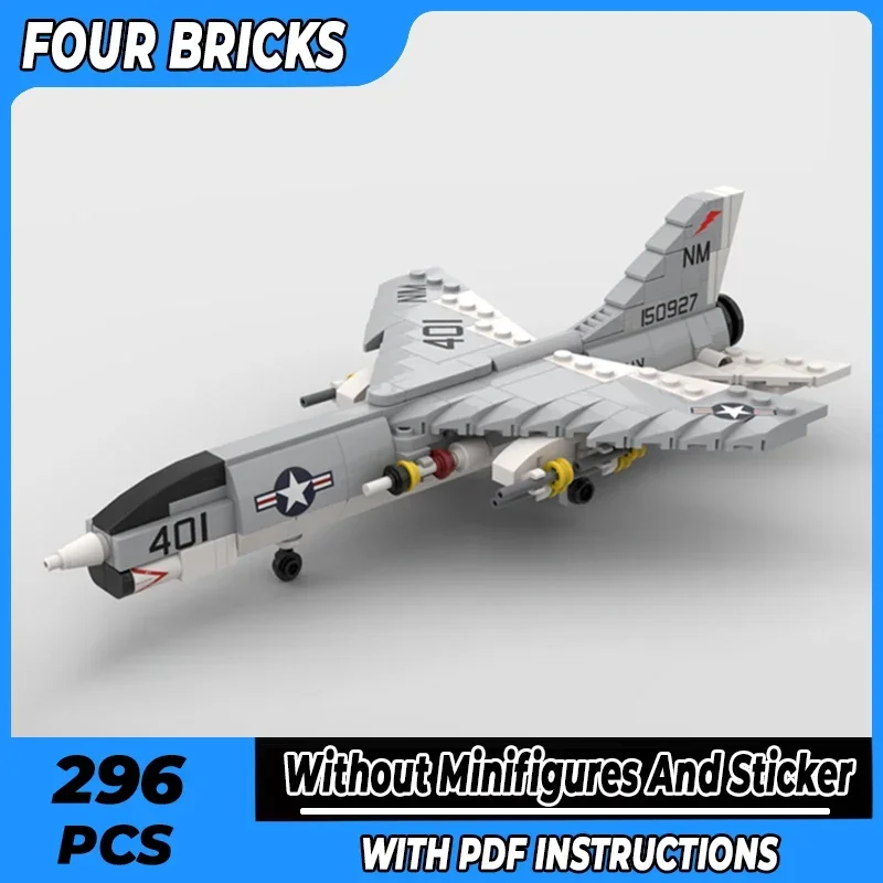 

Moc Building Bricks Military Model 1:72 F-8E Crusader Fighter Technology Modular Blocks Gifts Christmas Toys DIY Sets Assembly