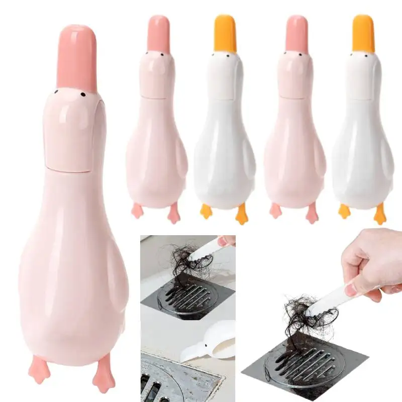 

Заколка для волос для чистки швабры, настенные инструменты для чистки ванной комнаты, милая раковина в форме утки, заколка для волос для зажима для мусора, стабильный пинцет