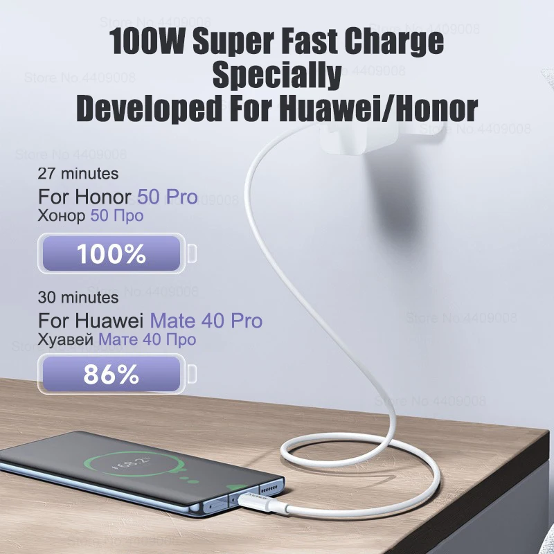 100W USB Type C Cable For Samsung S23 S22 Ultra Huawei P30 Pro Xiaomi Redmi Oneplus 6A Fast Charging Charger Cable Accessories