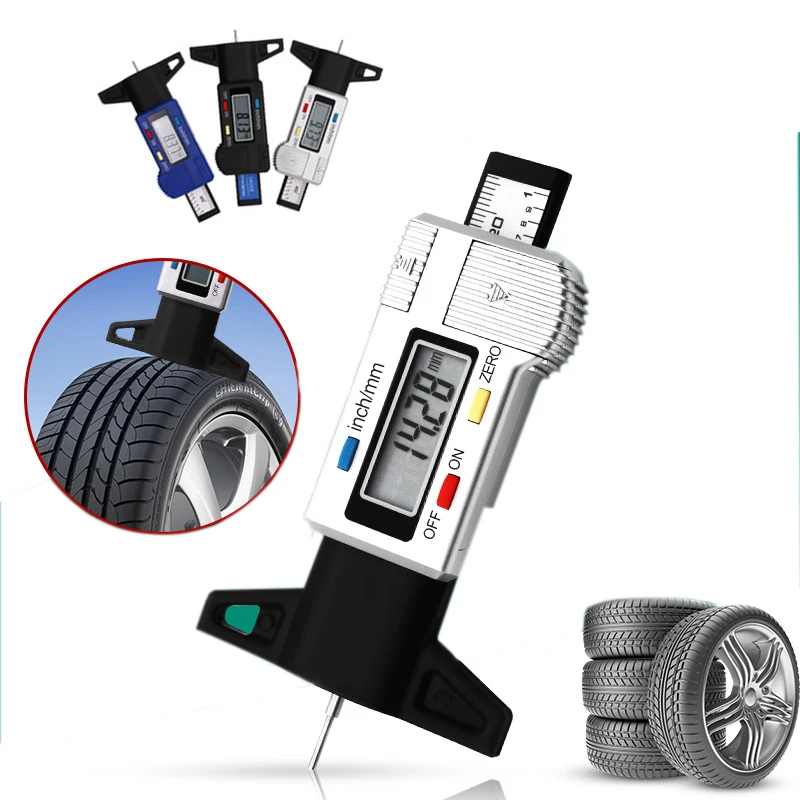 

2022 Digital Thickness Gauges Car Tire Tread Depth Gauge Auto Tire Wear Detection Measuring Tools 0.01MM Accuracy Range 0-25.4m