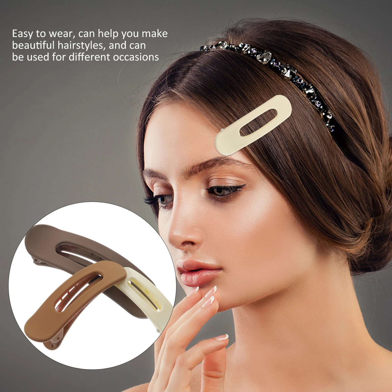 

3 pcs Duckbill Set Flat Claw Clips for Women Girls Stylish Hair Accessories Elegant Decorative Hairpins Easy Styling for Women