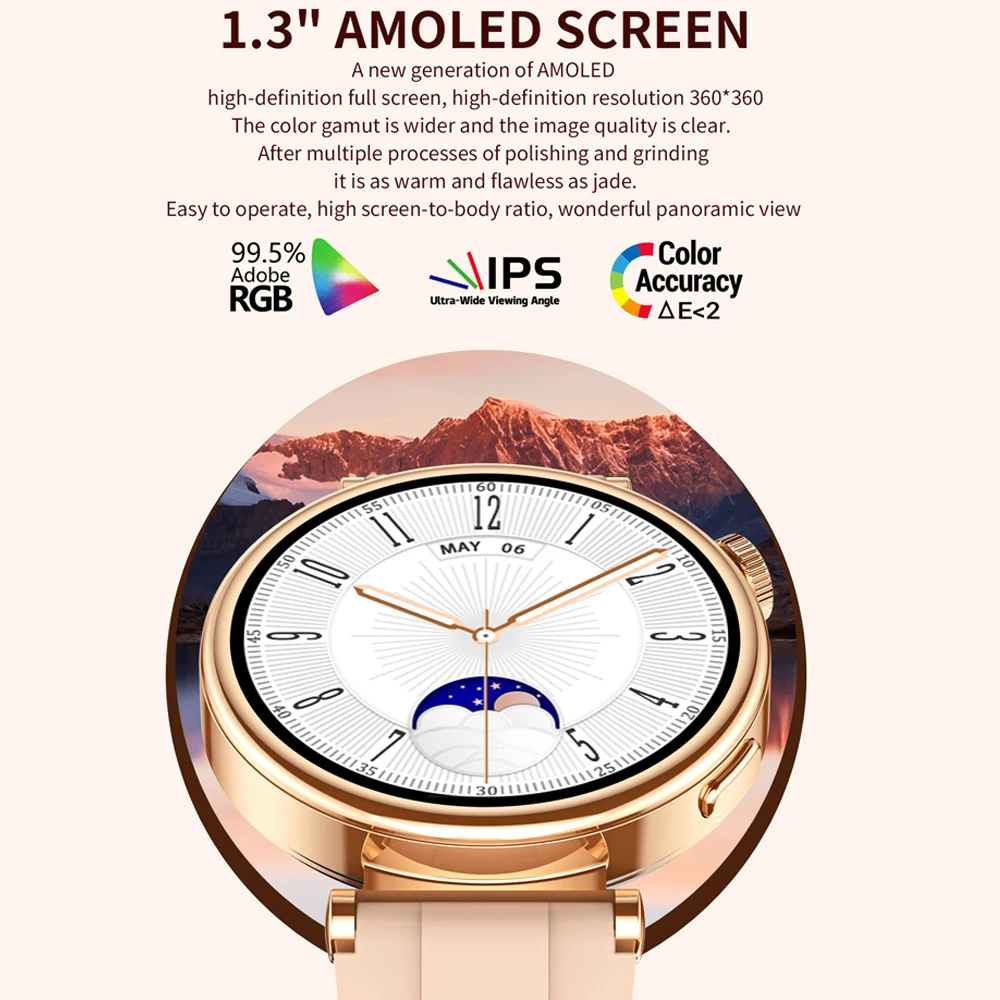 For Watch 4 mini Fashion Women Smart Watch AMOLED 360*360 HD Sport Watches IP68 Waterproof Heart Rate Bluetooth Call Smartwatch