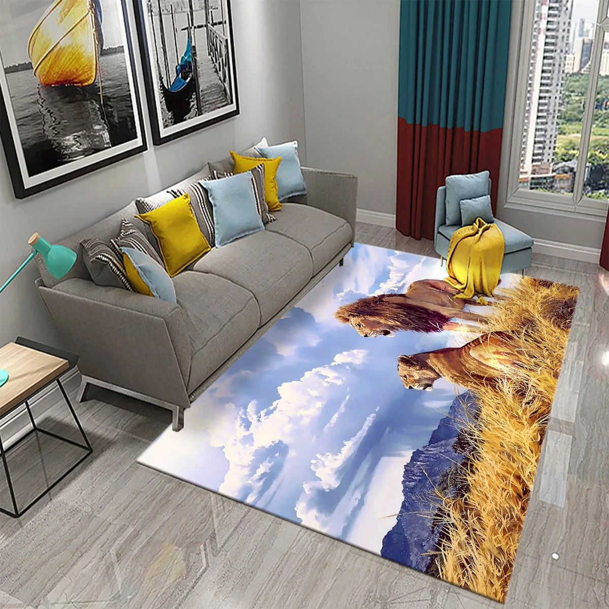 3D Lion Carpet for Living Room Kitchen Bathroom Anti-slip Indoor Area Rug Home Floor Mat Sofa Carpets for Kids Bedroom Decor Mat