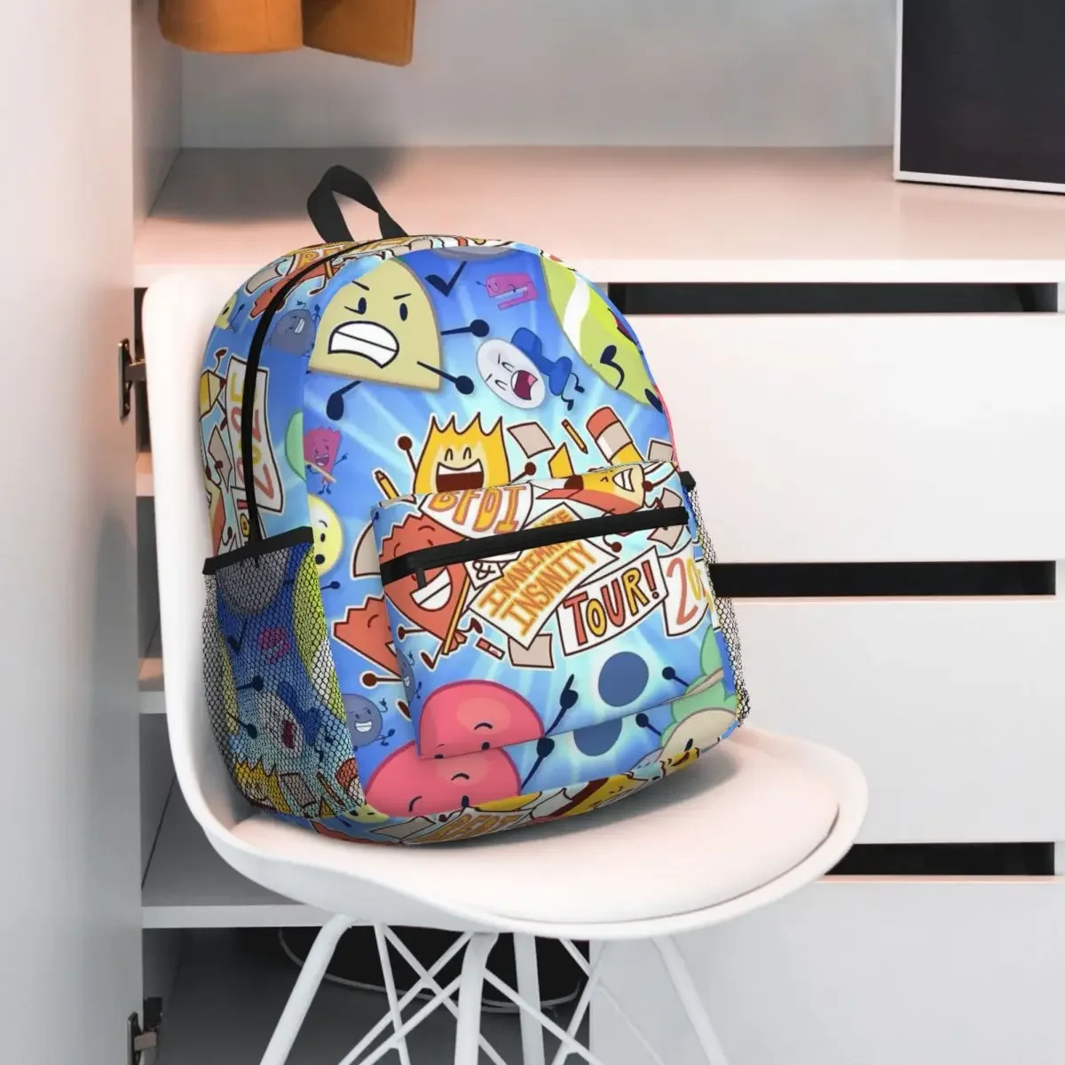 BFDI Four BFB Student Backpack School Bag Hiking Travel Daypack for Men Women Fashion Bookbag Shoulder Bags
