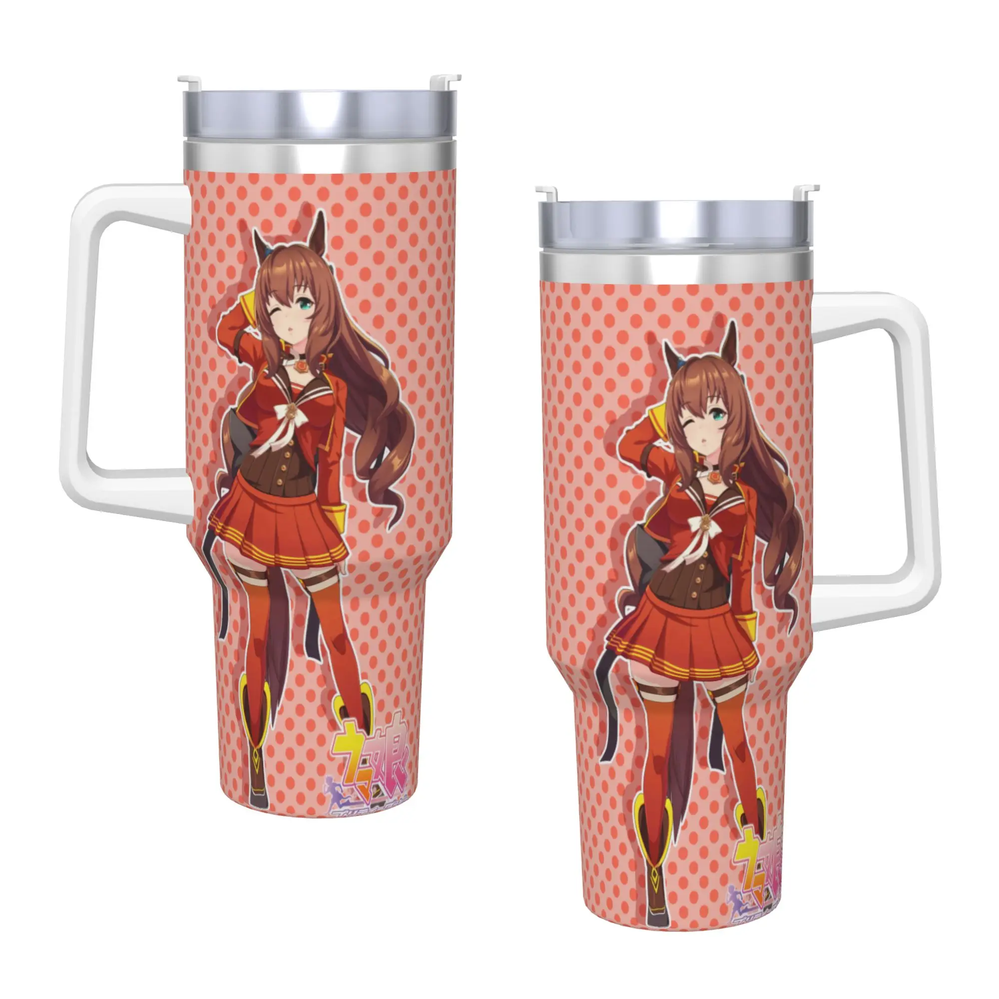 Maruzensky UmaMusume Pretty Derby Stainless Steel Tumbler  Camping Thermal Mug With Straws and Lid Large Mugs Cup Water Bottle