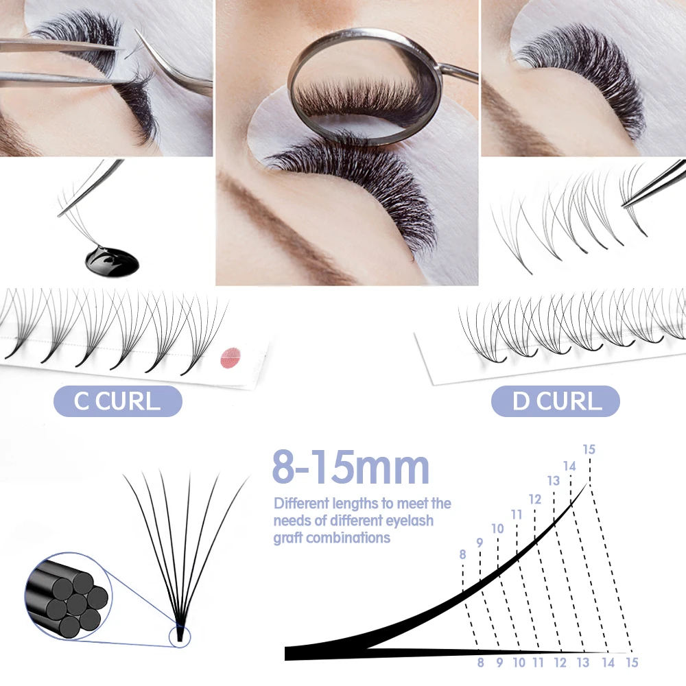 320 Volume Lashes Pre Made Volume Fans Individual Eyelashes Premade Volume Fans 4d/5d/6d 7-15mm Eyelashes Extension