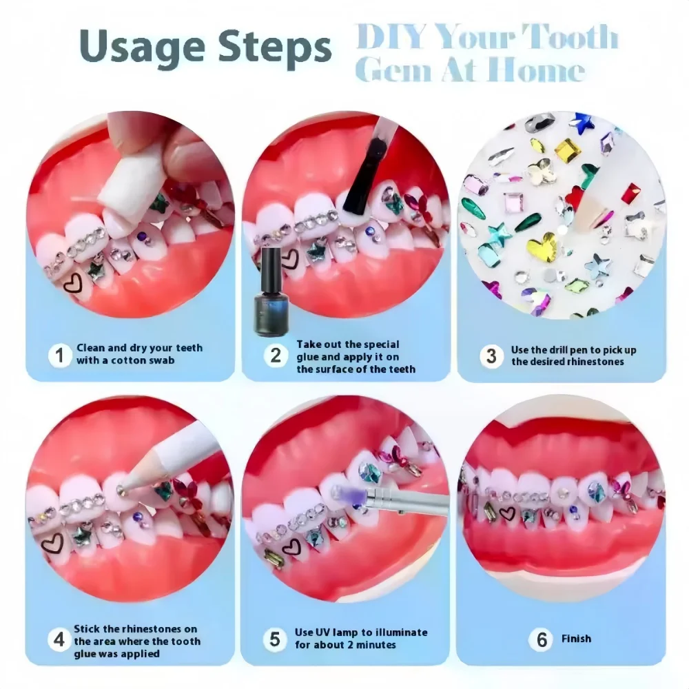 1set Zahn Edelstein Dekoration Dental Zähne Ornament Glas Diamant Geformt Ornament Diy Werkzeuge Party Verwenden Einfache Anwendung für anfänger