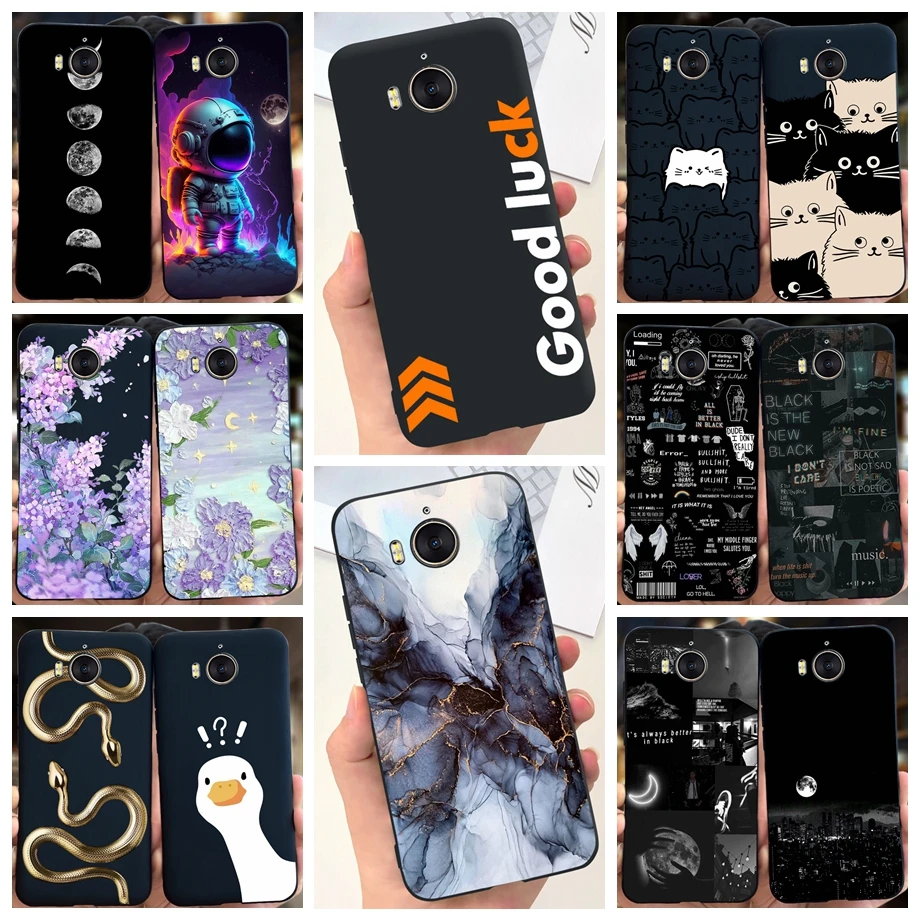 Per Huawei Y5 2017 2018 2019 custodia morbida TPU Silicone Coque Funda per Huawei Y6 2017 Y5p Cover Moon Cartoon Cat Bumper Capas