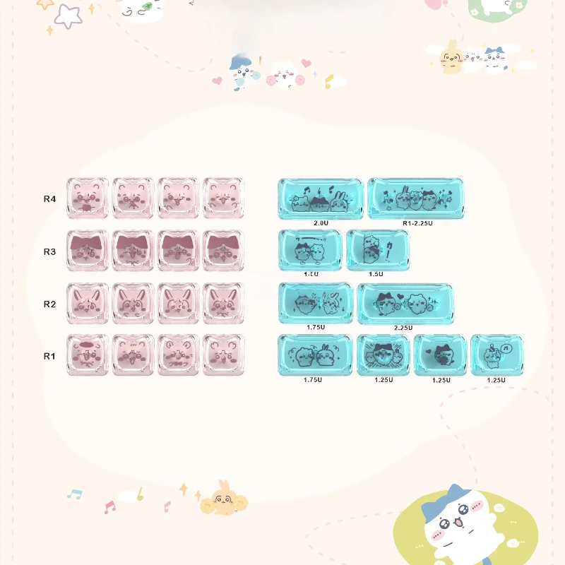 Cute Cat Theme Keycaps Set PC Cherry MAO Profile 26 Keys Custom Original Handmade Keycaps for Mechanical Keyboard Accessories