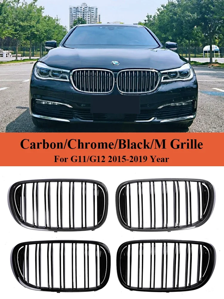 

Lower Kidney Carbon Fiber Grill For BMW 7 Series G11 G12 2015-2019 Double Slat Refting Gloss Black Racing Grills Relacement