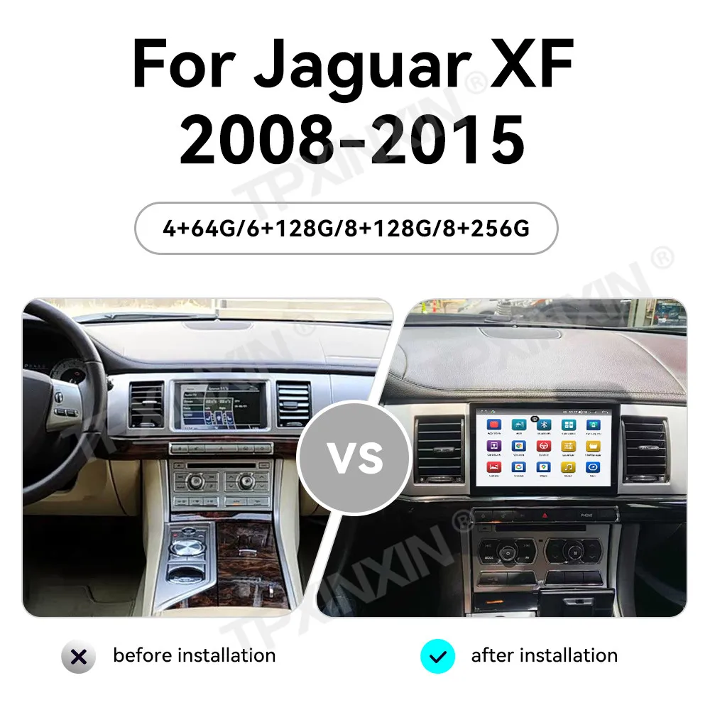 For Jaguar XF 2008 to 2015 car 13.0 inch carplay Multimedia radio large HD GPS Navigation Android 14  screen wireless head unit