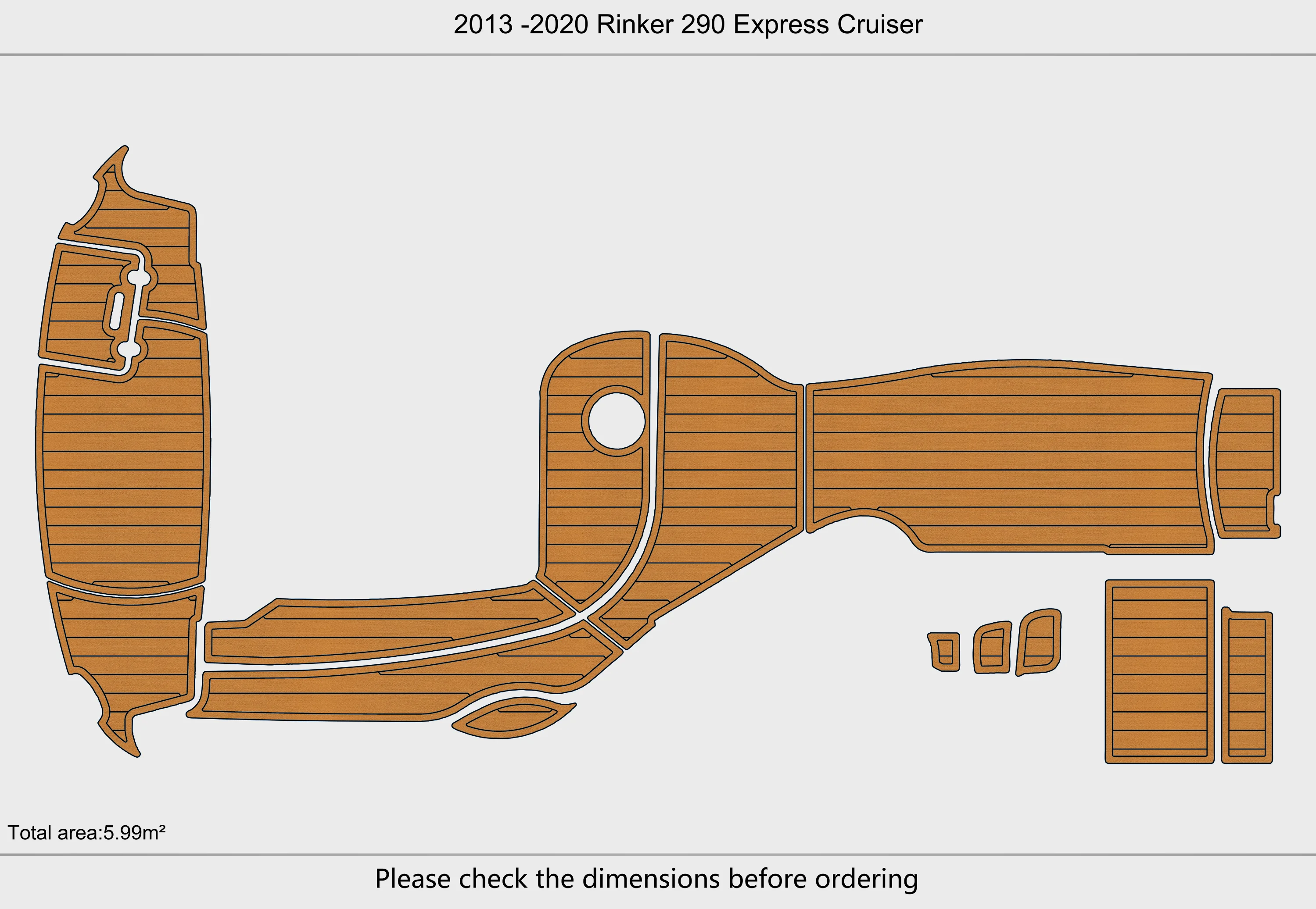 Eva foam Fuax teak seadek marine floor For 2013 -2020 Rinker 290 Express Cruiser Cockpit Swim platform 1/4