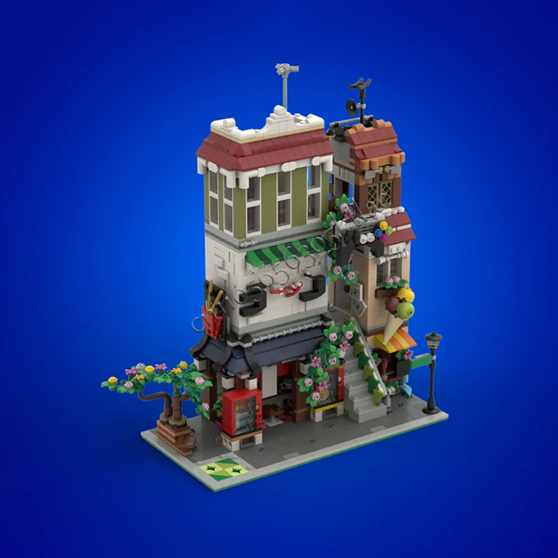 1631 pièces MOC ville rue vues modulaires Ramen nouilles maison coin bloc de construction bricolage assemblage éducatif enfant jouet cadeau populaire