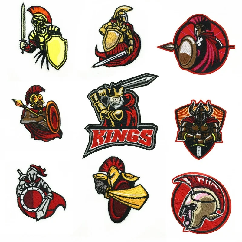 

9Pcs Sparta Helmet Embroidery Patch Gladiator Spartan Roman Soldier Game Characters Badge Iron on Patches Sew Clothes Appliques