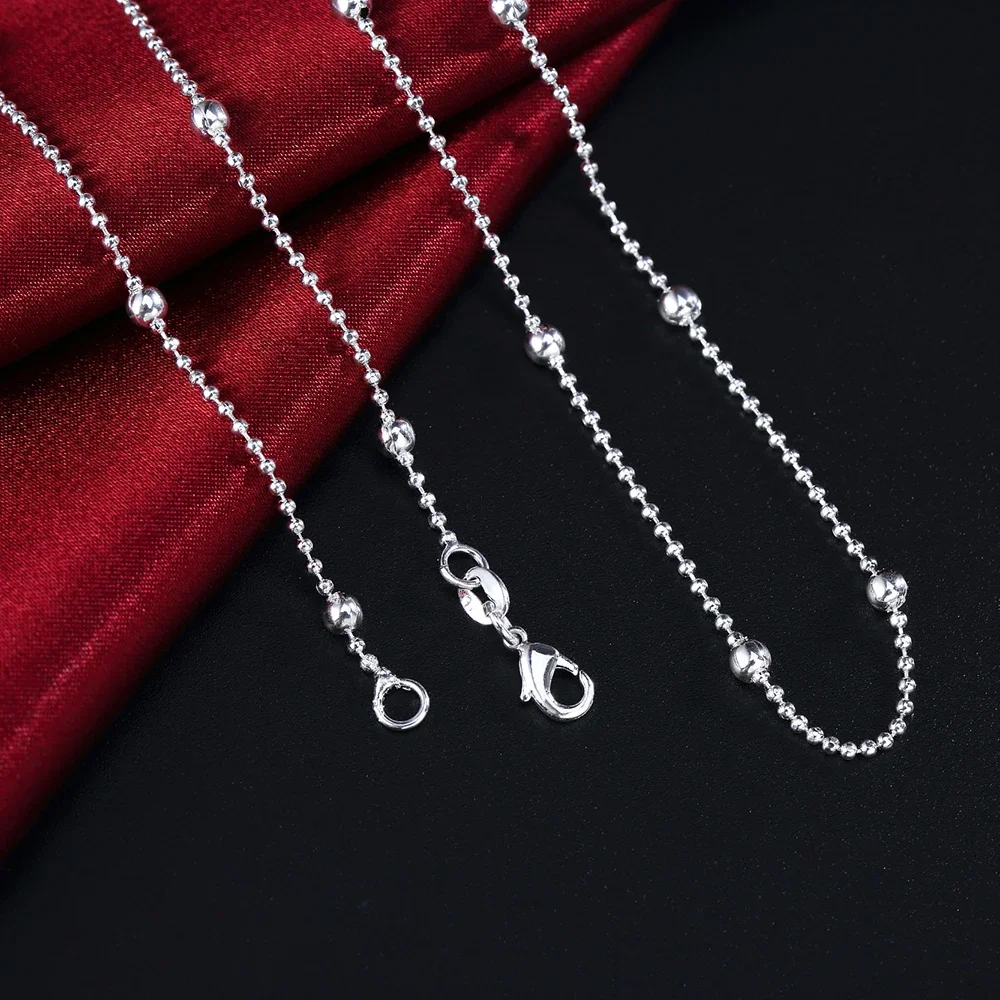 925 Sterling Silver charms Round beads chain Necklace For Women 16-24 inch Fashion party wedding noble Jewelry Holiday gifts