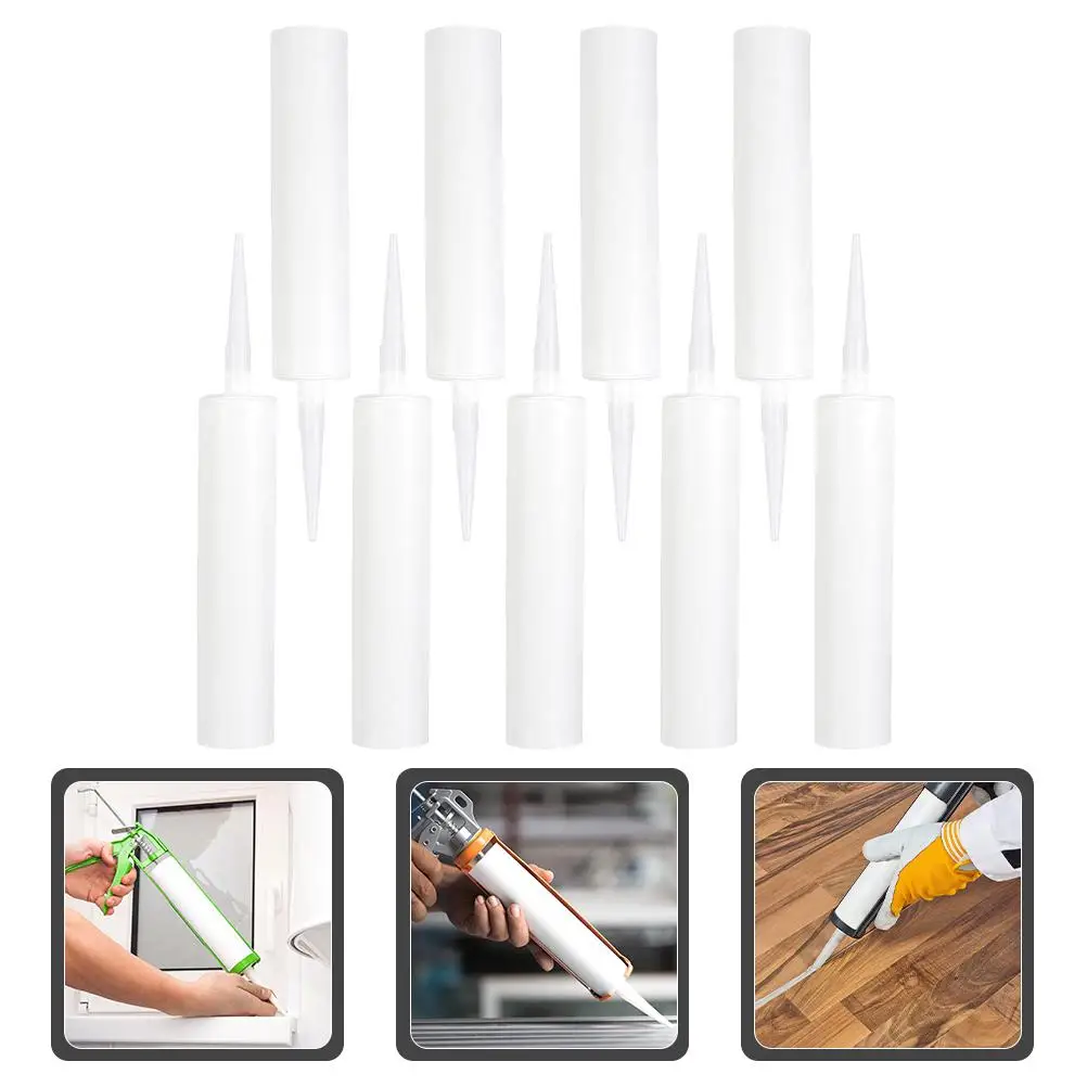 9 ชิ้น Empty Caulk หลอดแก้วกาวซีลพลาสติกเติม Pointed Tip Design Easy Application Repair ทํางานอีพ็อกซี่