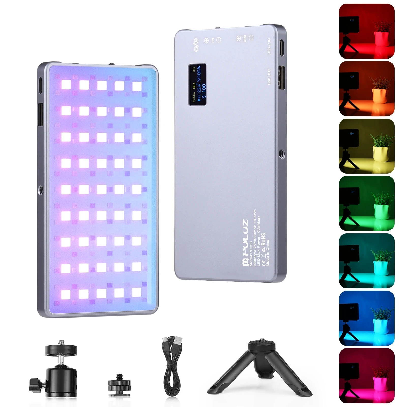 

PULUZ LED Full Color RGB Beauty Fill Light Portable Pocket Vlogging Photography Light with Double 1/4 Screw Hole 2500-9000K