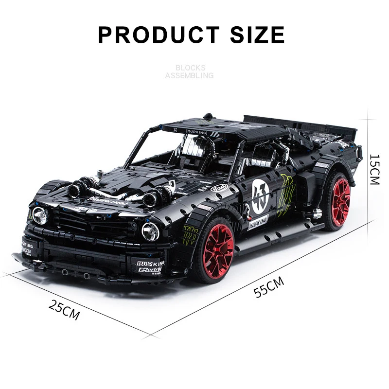 2943PCS Technical 1:8 Mustang Hoonicorn V2 Car Building Blocks Ken Block Vehicle MOC-22970 Assemble Bricks Toys Gift For Boy Kid