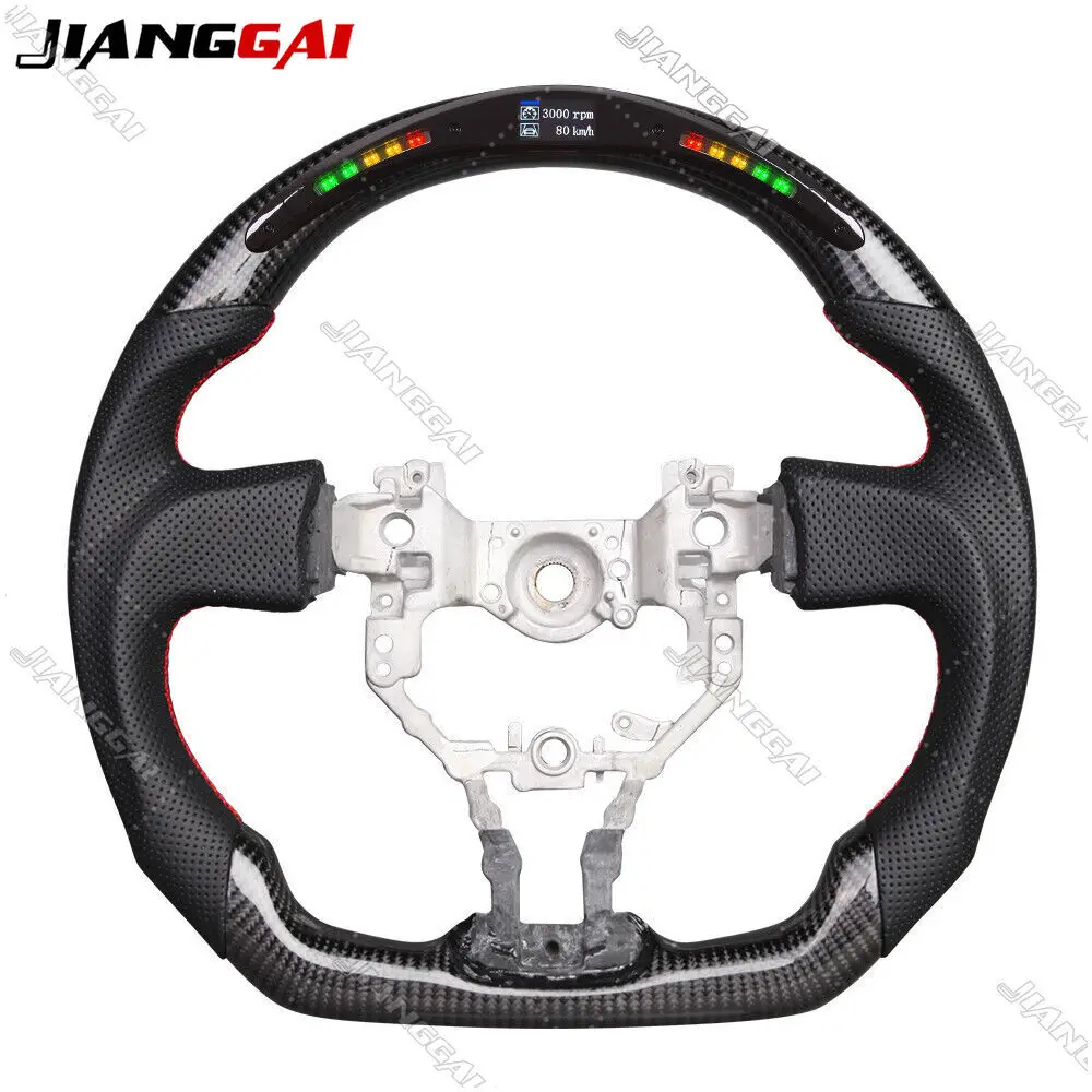 

Real Carbon Fiber LED Sport Steering Wheel Fit For Toyota 86 Subaru BRZ 2012-2015 Perforated Leather Car Accessories