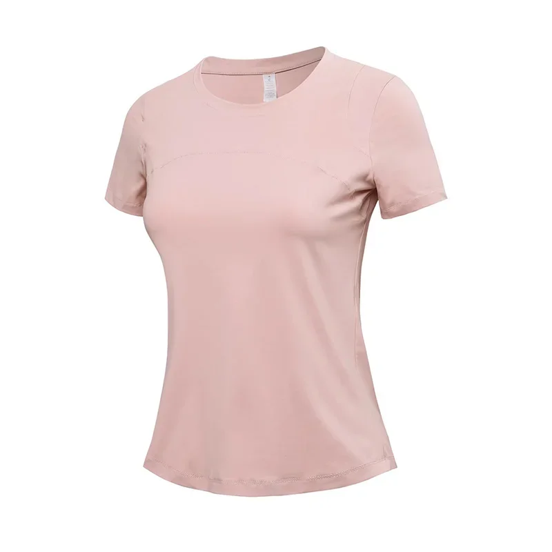 Women Running Sports T Shirt Spring Summer Short Sleeve Round Neck Quick Drying Breathable Stretchy GYM Yoga Fitness Active Top
