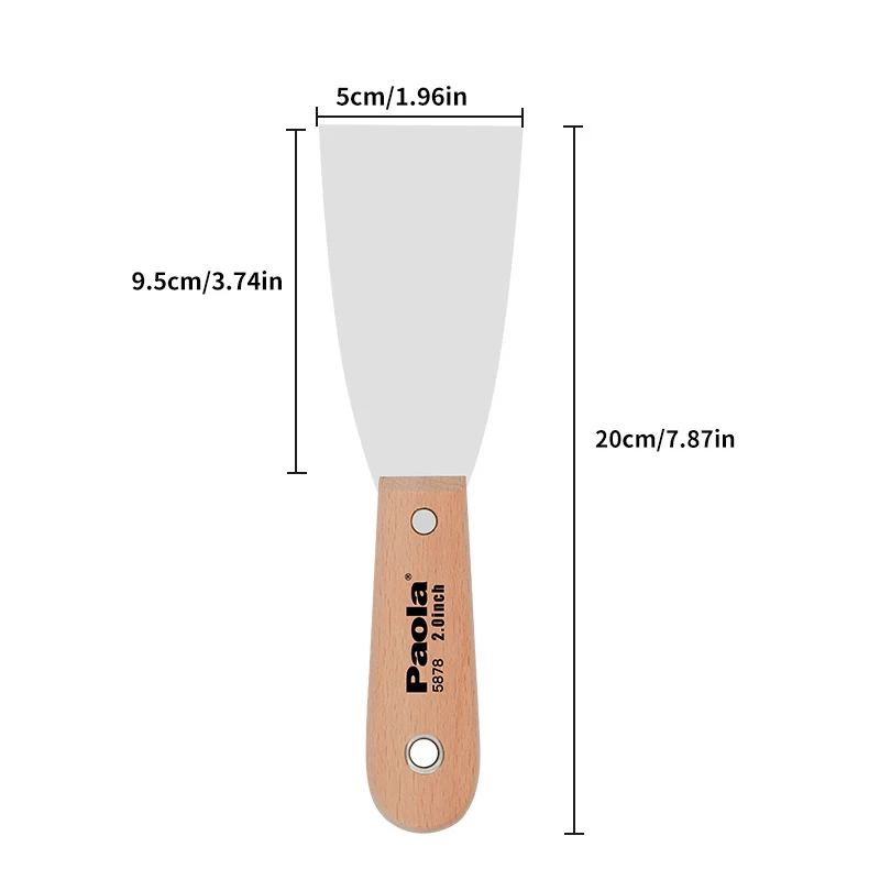 Paola wood handle putty knife 2-inch stainless steel scraper cleaning scraper