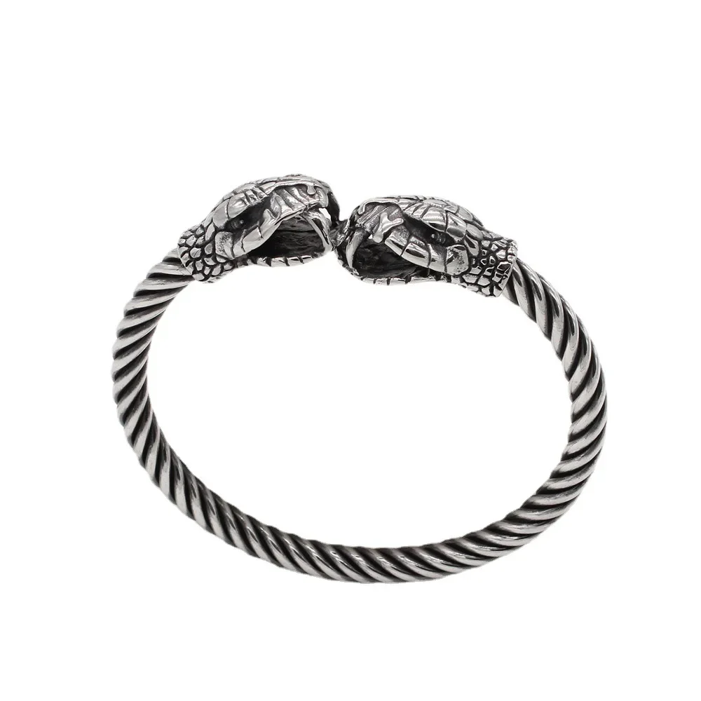 

Punk Personality Retro Steel Snake Head Men's for Bracelet Stainless Steel Bangle