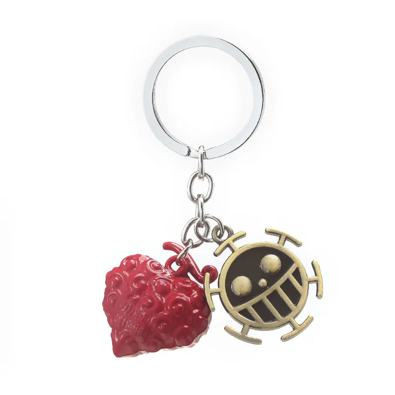 Porte-clés en métal One Piece, jouets de dessin animé anime, beurre, Luffy, ZanLaw, porte-clés SAFFruit, pendentif de sac, ornement de voiture, cadeau de Noël