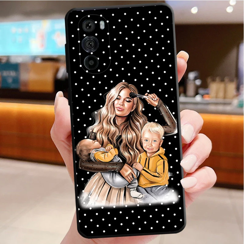 Phone Case For Motorola Edge 50 40 Pro 50 40 30 Ultra Neo Fusion Moto G Play G Stylus G Power G 5G   Mama Mom Son Daughter
