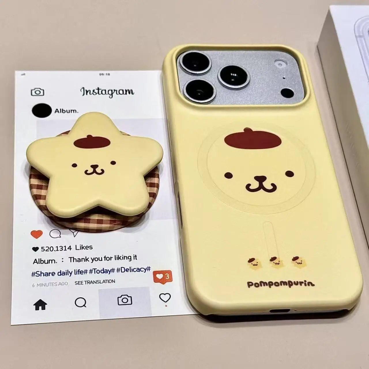 Für Magsafe Magnetischer Handyhalter Grip Tok Ständer Niedlicher Cartoon PomPomPurin Für iPhone Faltbare Kabellose Ladehülle Halter – Detail 3
