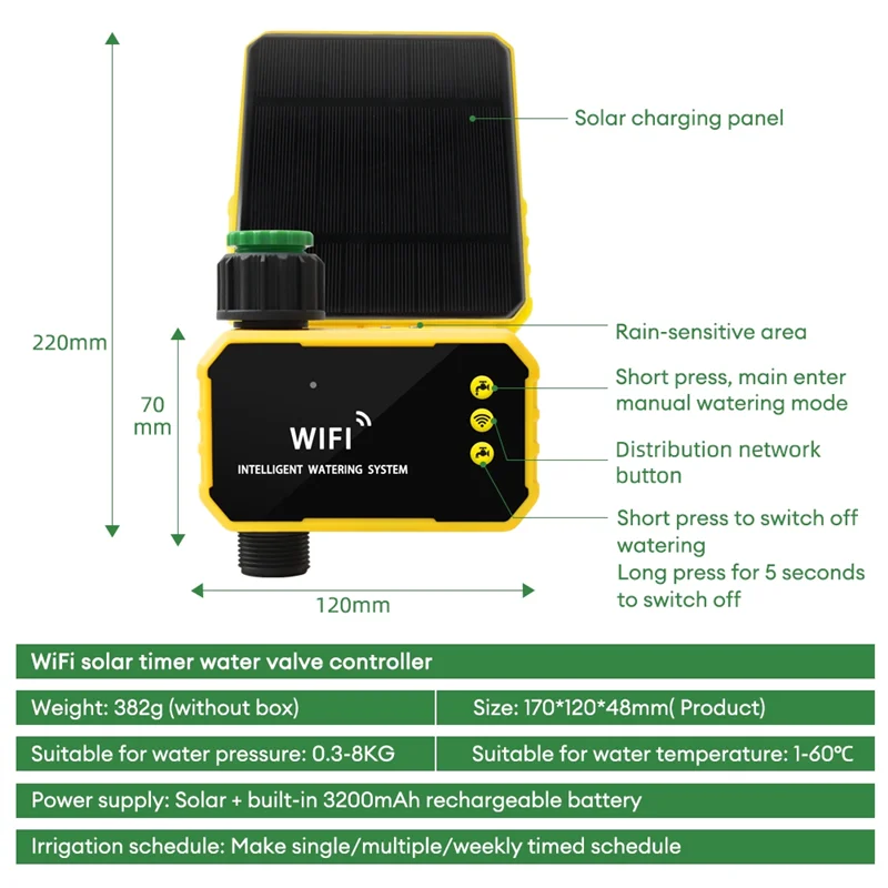 【 Быстрая доставка】 Бытовой Wi-Fi Солнечный таймер орошения Smart APP Управление Автоматическая ирригационная система Открытый таймер воды для сада