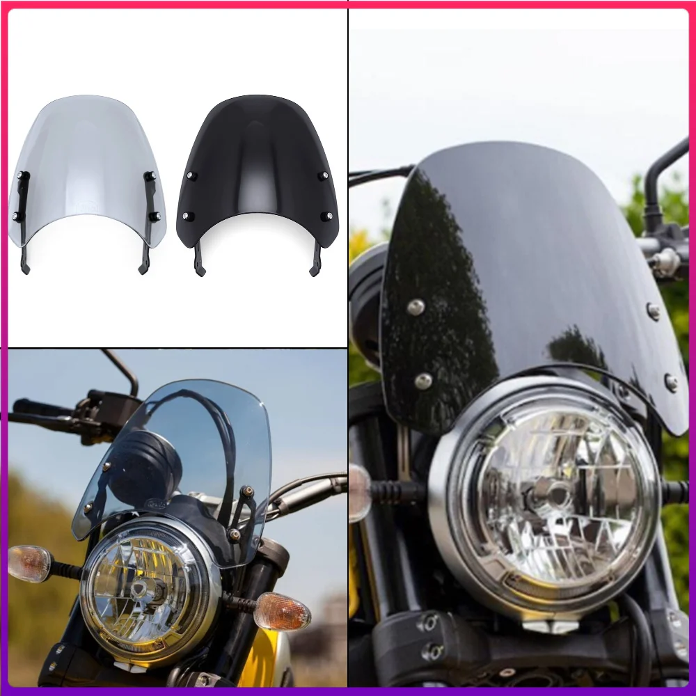 Motorcycle Windscreen Windshield For Ducati Scrambler 400 800 Classic Icon 2015-2022 Headlight Fairing Wind Deflector