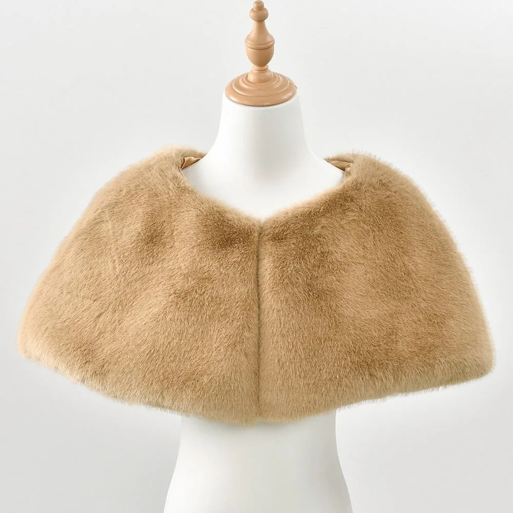 Sweet Faux Rabbit Fur Imitation Mink Fur Scarf Thicken Neck Warmer Winter Cape Pure Color Long Fur Cloak Outdoor