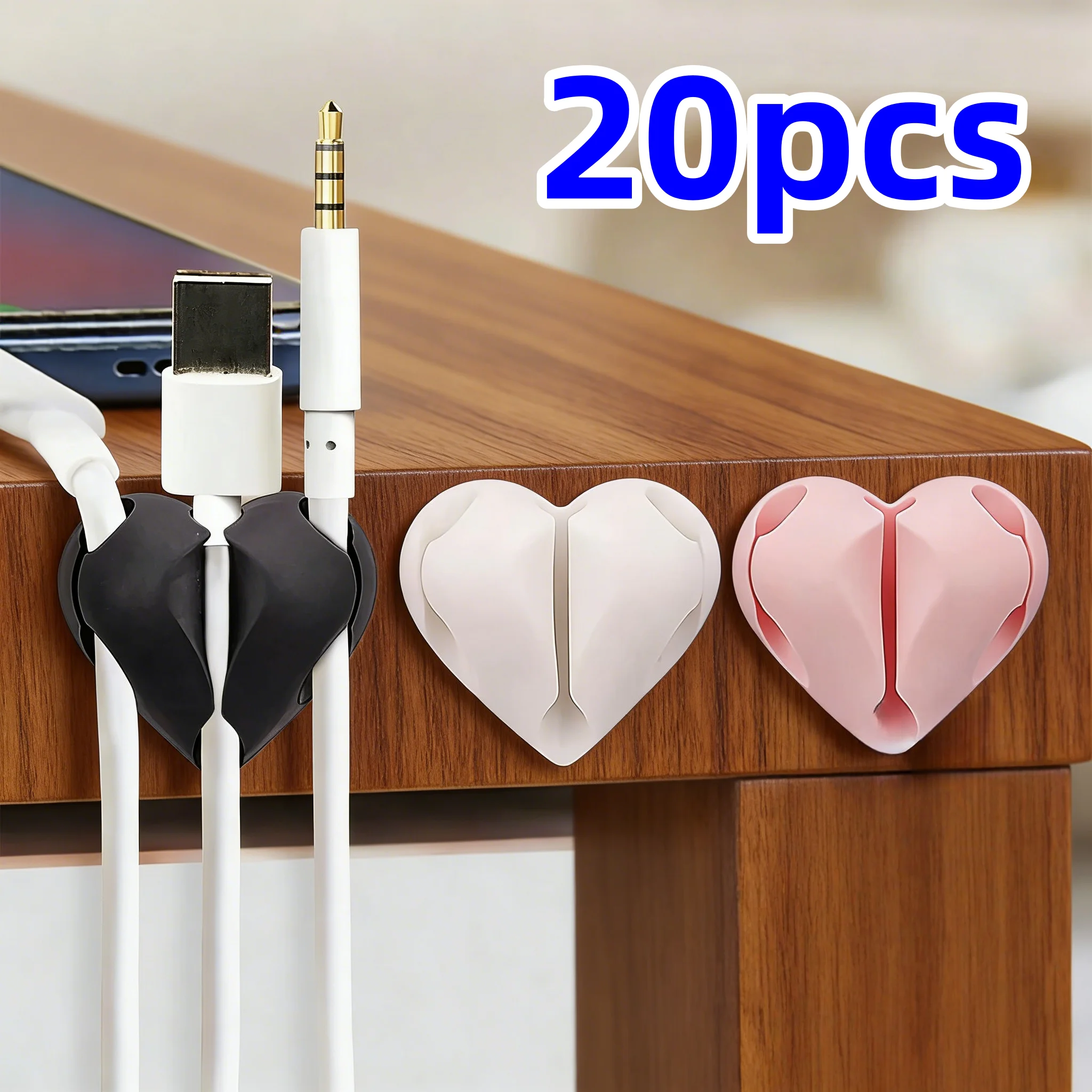 4/10/20pcs Mini Heart-Shaped Cable Winder Organizer Charging Cable Clips Desk Tidy Organiser Holder Protectors in Home Office