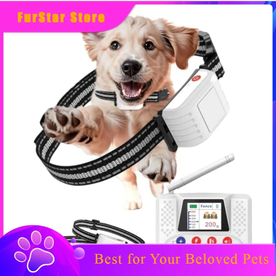 FurStarWireless Fence For Dogs: Electric Dog Fence With Training Collar Portable Containment System LCD Screen 2.4G Signal Safe