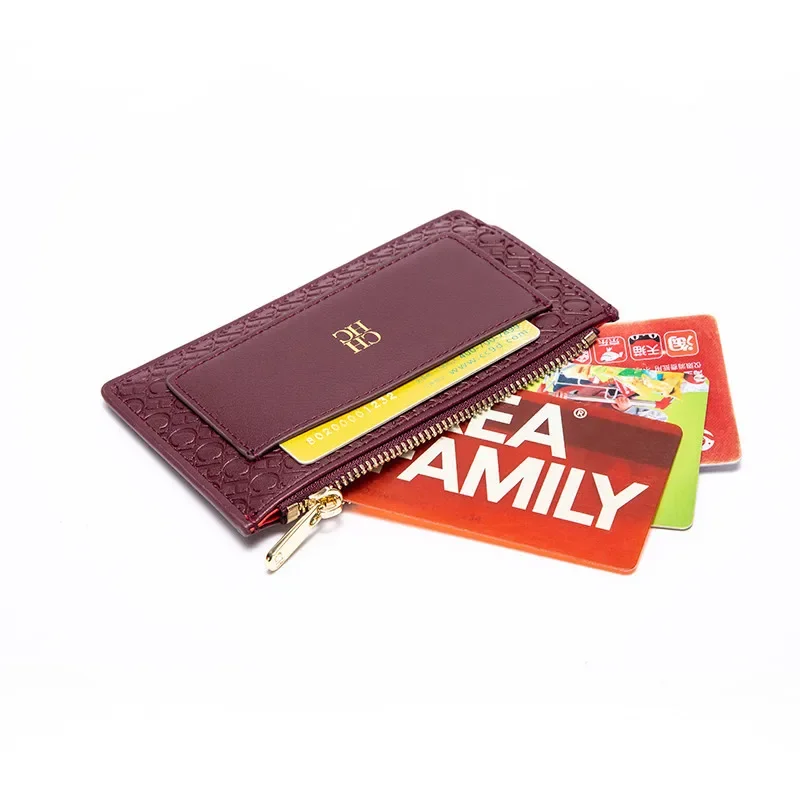 CH Fashion Women's Bag Button Folding Women's Wallet Retro Temperament Women's Leather Bag Card High Quality Metal Zipper