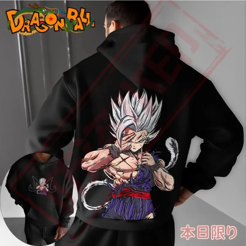 

2025 мужская домашняя толстая толстовка с изображением жемчуга дракона, классический персонаж аниме, двусторонний принт, осенне-зимняя осенняя семейная одежда