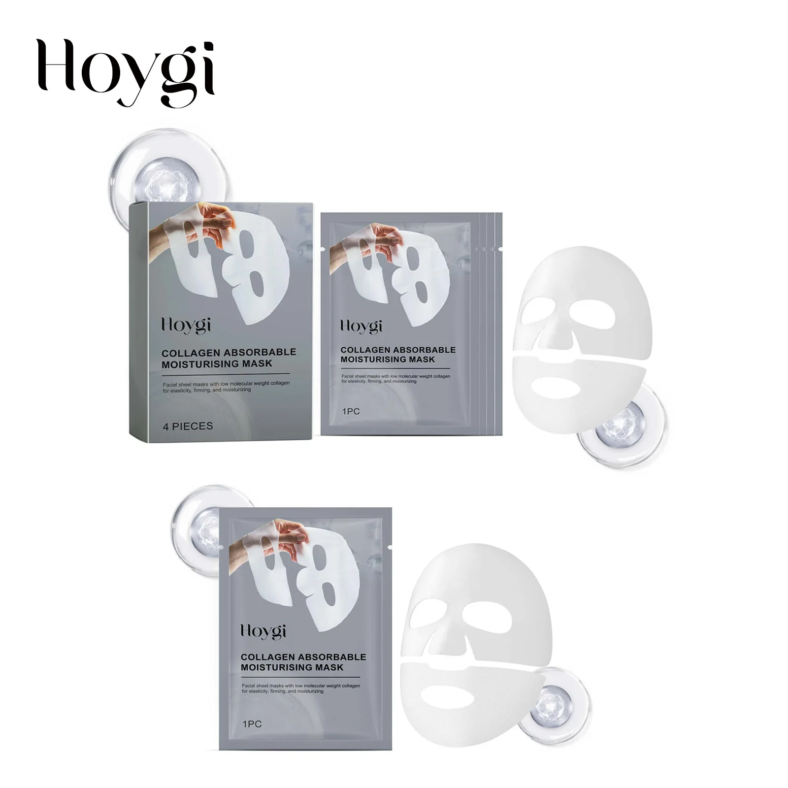 Collagen Face Mask Hydrating Shrinking Pores Fade Fine Lines Moisturizing Refreshing Hyaluronic Acid Sheet Mask Korean Skin Care