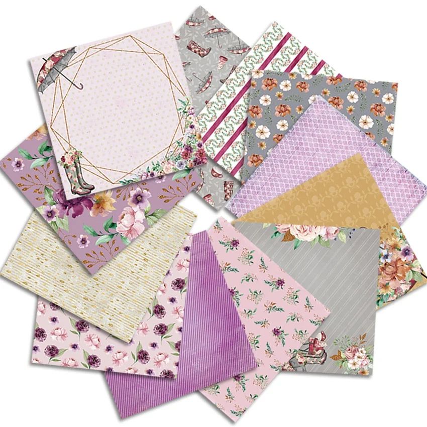 24 folhas de guarda-chuva floral artesanato almofadas de papel corte dados arte fundo origami scrapbooking cartão fazendo