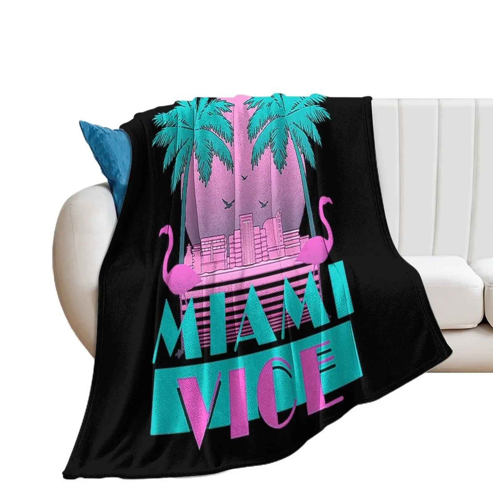 Miami Vice - Retro 80s Design Throw Blanket Retros Single Blankets