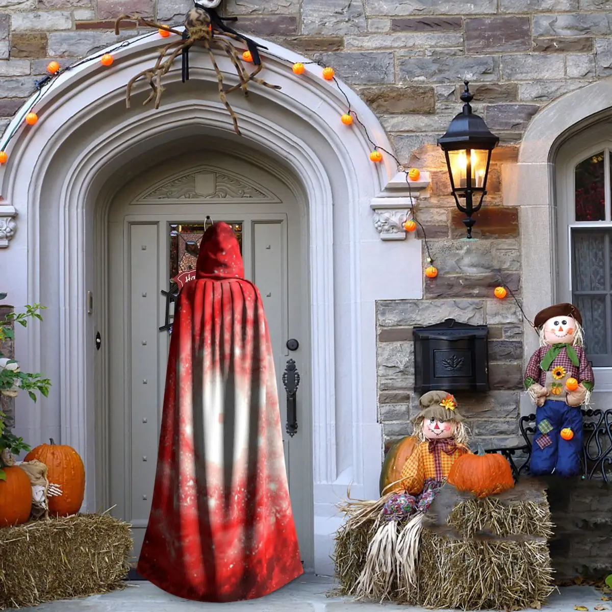 Jubah Panjang Bertudung Hitam Motif Galaksi Nebula Langit Malam, Kostum Penyihir Abad Pertengahan, Jubah Cosplay Halloween, Mantel Dewasa Unisex