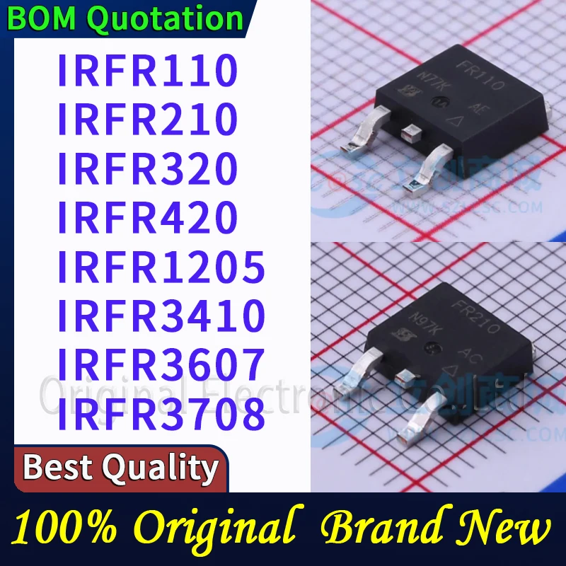 

IRFR110 IRFR210 IRFR320 IRFR420 IRFR1205 IRFR3410 IRFR3607 IRFR3708 В наличии Оригинальные высококачественные компоненты