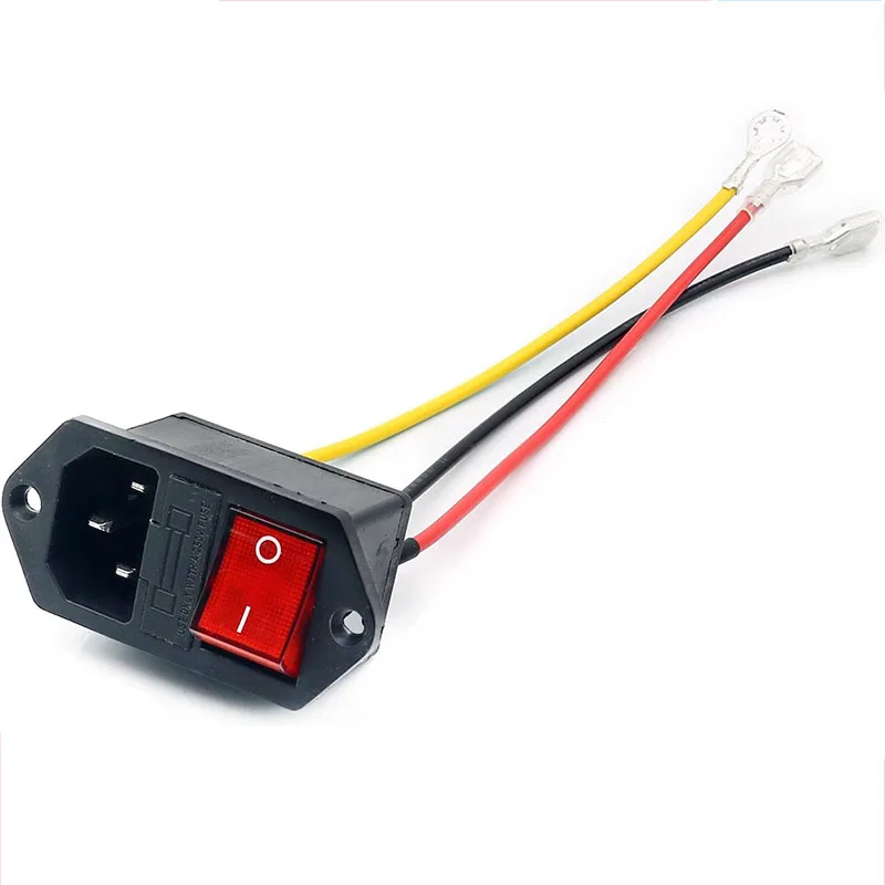 Treadmill AC pin socket plug power socket boat-shaped switch with light two-speed 16A250V spring terminal wire