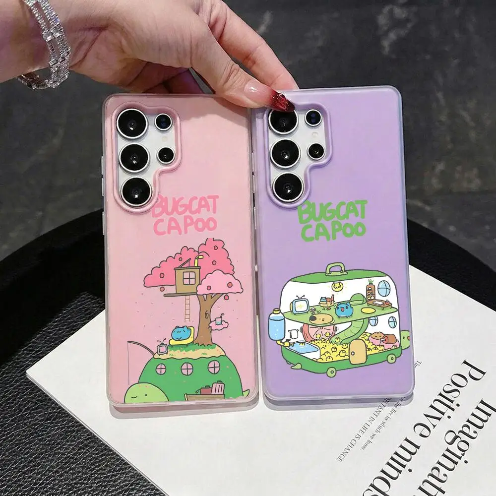Cute B-Bugcat C-Capoo Phone Case 2-in-1 Detachable Clear Case for Samsung S26-S22 Multi-Color Card Holder Soft TPU