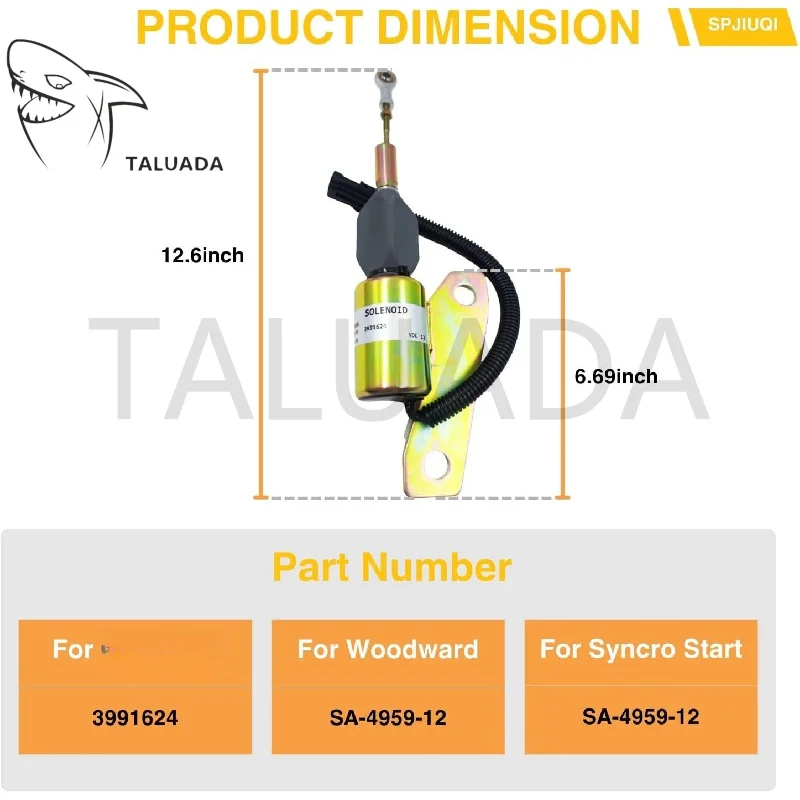 3991624 For 6BT Engine R200-5 R225-7 Fuel Shut Off Solenoid 12V 24V