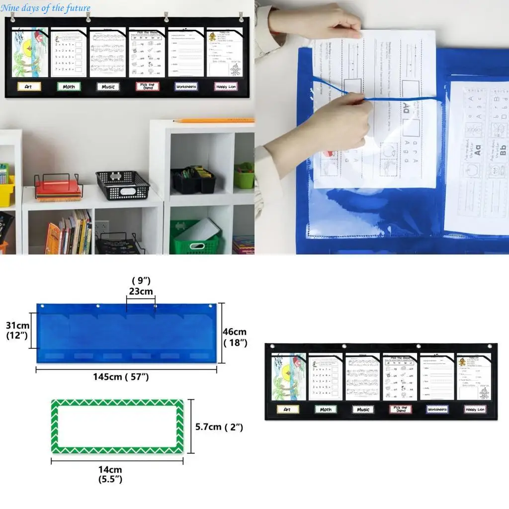 Pocket Chart for Classroom Drawing, Pictures, Homework, Class Demonstrations, Wall Storage Pocket Chart for Classroom E65A