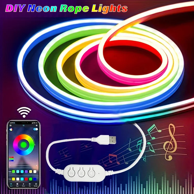 

LED Neon Strip Light Bluetooth APP Control Light Strip Flexible Pickup Light Strip Bluetooth APP Control Outdoor Garden Decor