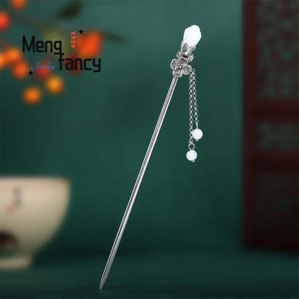 Retro Ethnic Wind Hanfu Hair Accessories Magnolia Flower Ancient Wind Hairpin Female Disc Hair Tassel Step Rock Fashion Jewelry